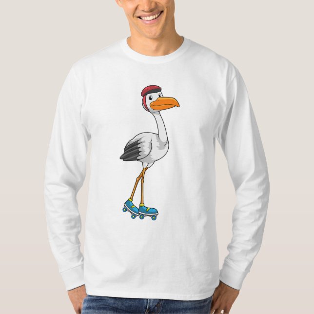 Stork as Inline skater with Roller skates T-Shirt (Front)