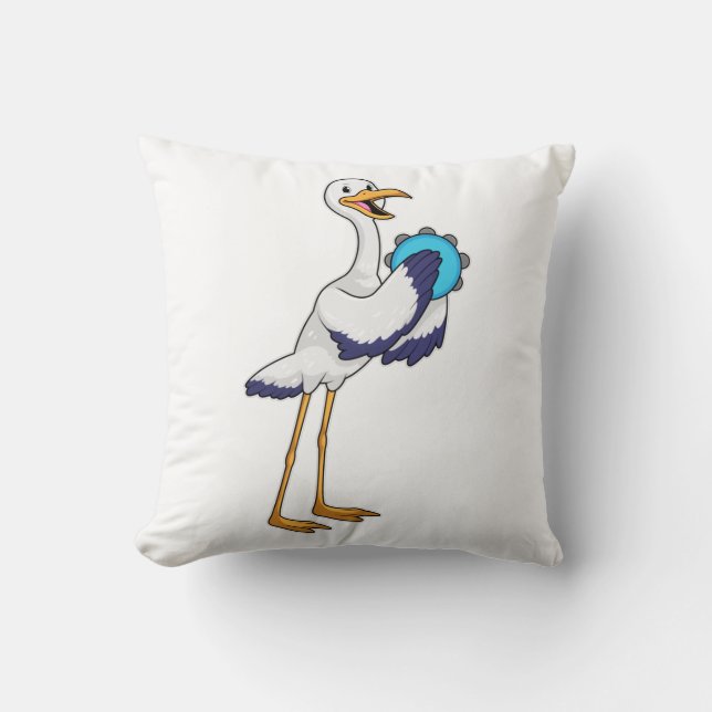 Stork as Musician with Tambourine Cushion (Front)