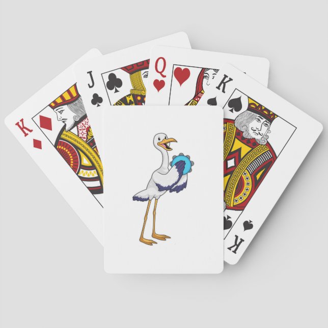 Stork as Musician with Tambourine Playing Cards (Back)