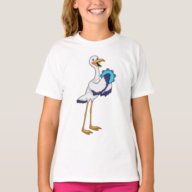 Stork as Musician with Tambourine T-Shirt (Front)