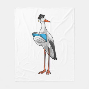 Stork as Teacher with Book Fleece Blanket