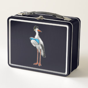 Stork as Teacher with Book Metal Lunch Box