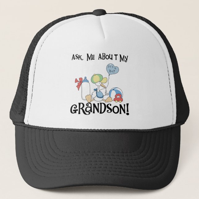 Stork Ask About Grandson Trucker Hat (Front)