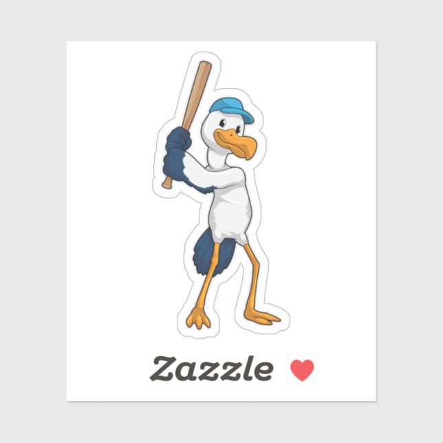 Stork at Baseball with Baseball bat (Sheet)