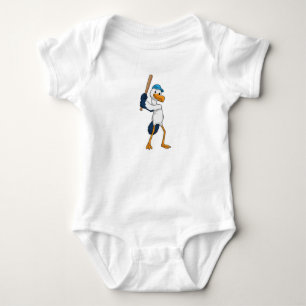 Stork at Baseball with Baseball bat Baby Bodysuit