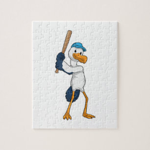 Stork at Baseball with Baseball bat Jigsaw Puzzle