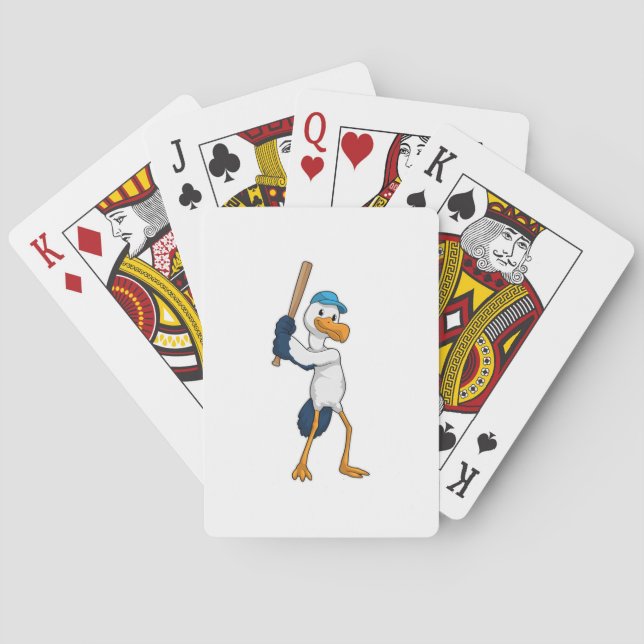 Stork at Baseball with Baseball bat Playing Cards (Back)