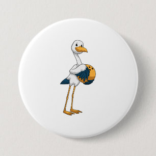 Stork at Bowling with Bowling ball 7.5 Cm Round Badge