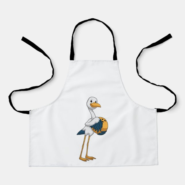 Stork at Bowling with Bowling ball Apron (Front)