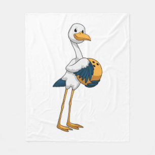 Stork at Bowling with Bowling ball Fleece Blanket