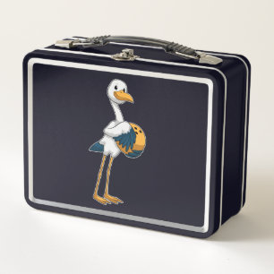 Stork at Bowling with Bowling ball Metal Lunch Box