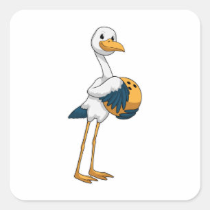 Stork at Bowling with Bowling ball Square Sticker