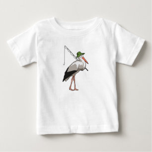 Stork at Fishing with Fishing rod Baby T-Shirt