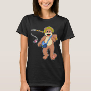 Stork at Fishing with Fishing rod T-Shirt