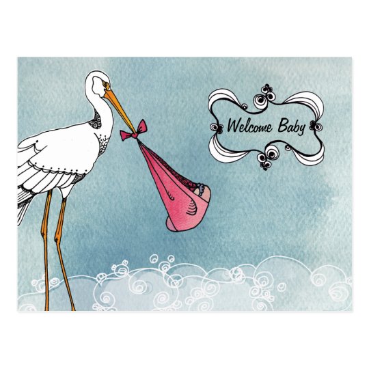 Stork Baby Announcement Postcard