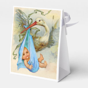 STORK BABY BOY SHOWER BLUE GEM STONE MONOGRAM FAVOUR BOX