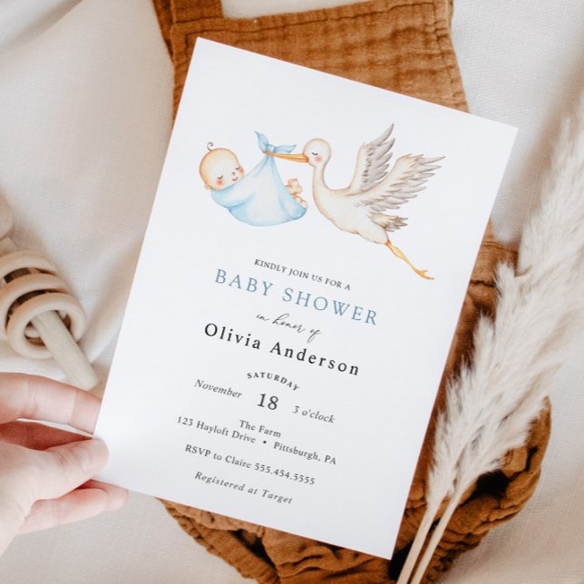 Stork Baby Boy Shower Invitation (Creator Uploaded)