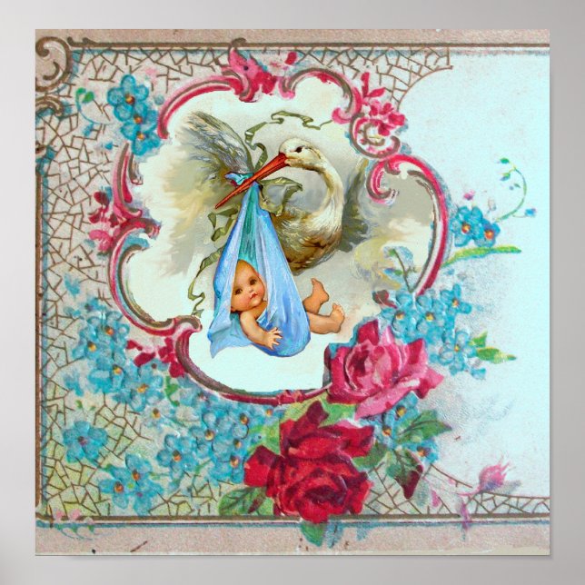 STORK BABY BOY SHOWER POSTER (Front)