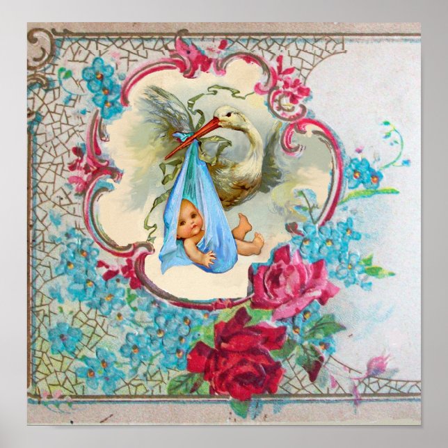 STORK BABY BOY SHOWER POSTER (Front)