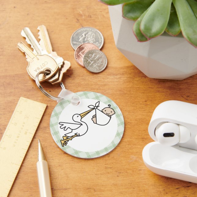 Stork Baby Delivery Key Ring (Desk)