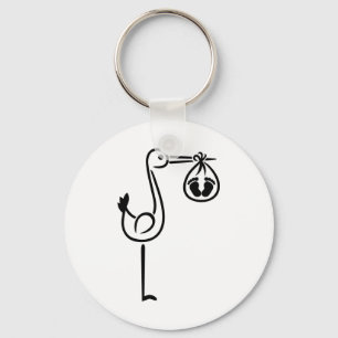Stork baby feet key ring
