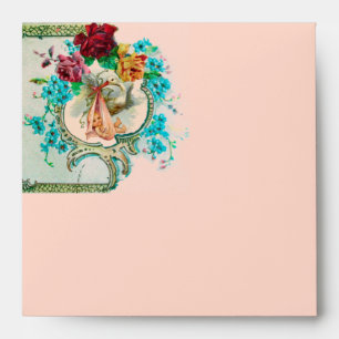 STORK BABY GIRL SHOWER 2 MONOGRAM ENVELOPES