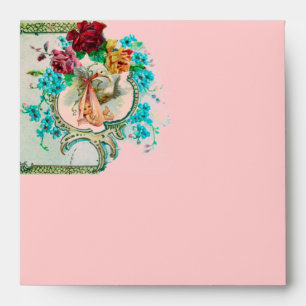 STORK BABY GIRL SHOWER 2 MONOGRAM ENVELOPES