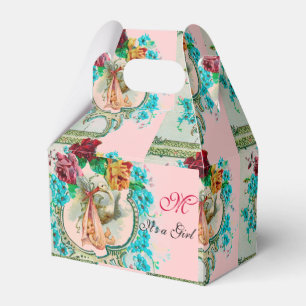 STORK BABY GIRL SHOWER MONOGRAM Pink Favour Box