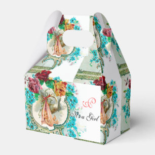 STORK BABY GIRL SHOWER MONOGRAM White Favour Box