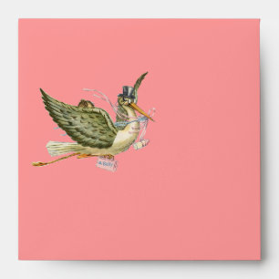 STORK BABY GIRL SHOWER , Pink Envelope
