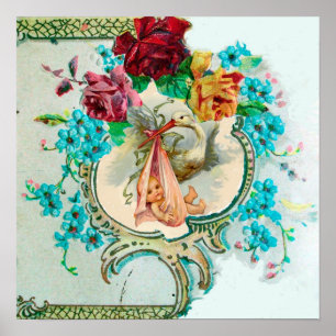 STORK BABY GIRL SHOWER POSTER
