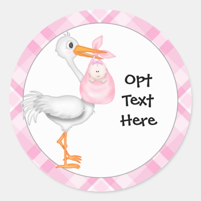 Stork & Baby Girl Stickers (Front)