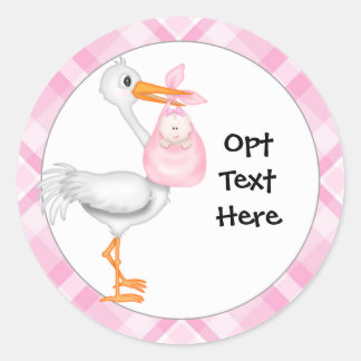 Stork & Baby Girl Stickers