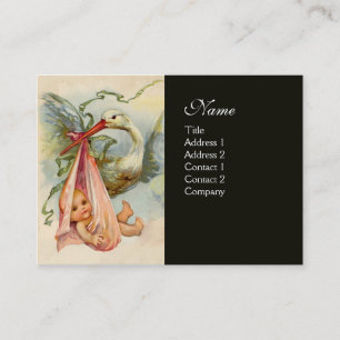 STORK BABY SHOWER 2, black Business Card