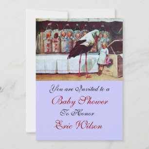 STORK BABY SHOWER 3, blue Invitation