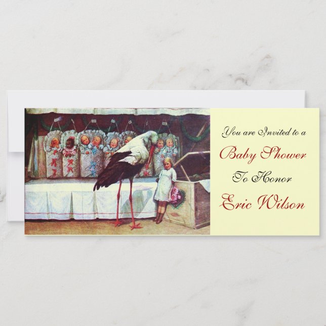 STORK BABY SHOWER 3, gold metallic Invitation (Front)