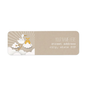Stork Baby Shower Address Label - Orange