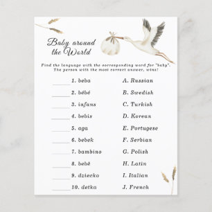 Stork baby shower - Baby around the world game