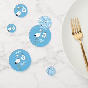 Stork Baby Shower Blue Boy Confetti