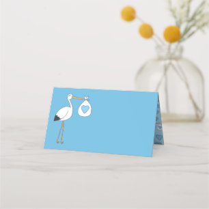 Stork Baby Shower Blue Boy Place Card