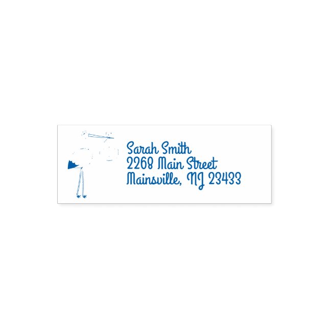 Stork Baby Shower Blue Boy Self-inking Stamp (Design)