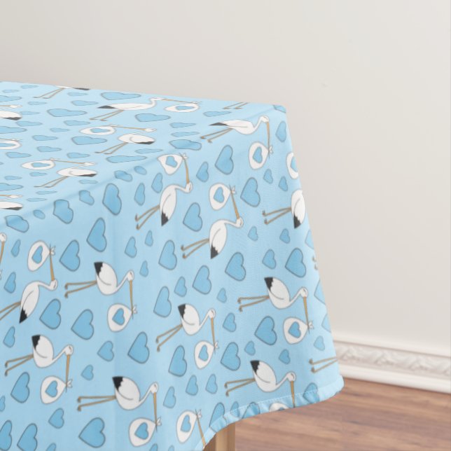 Stork Baby Shower Blue Boy Tablecloth (In Situ)