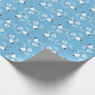 Stork Baby Shower Blue Boy Wrapping Paper