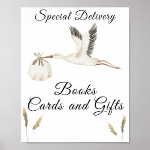 stork baby shower - books, cards & gifts poster