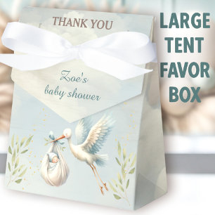 Stork Baby Shower Boy Blue Large Favour Box