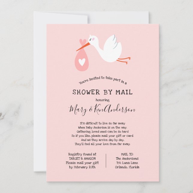Stork Baby Shower by Mail Invitation (Front)