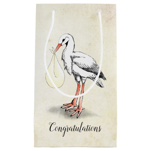 Stork Baby Shower GIft Bag (Neutral) (Front)