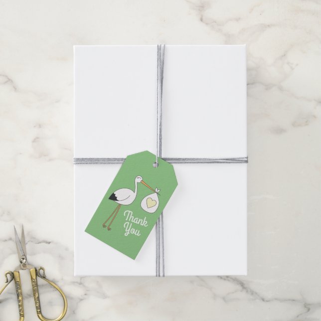Stork Baby Shower Gift Tags (With Twine)