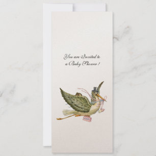 STORK BABY SHOWER, gold metallic Invitation