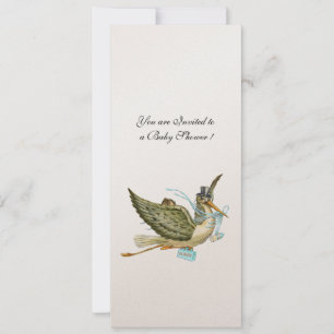 STORK BABY SHOWER, gold metallic Invitation